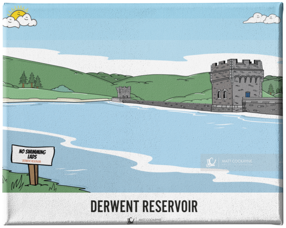 DERWENT RESERVOIR - Peak District Prints - Wall Art - Poster - Print - Canvas - Illustration