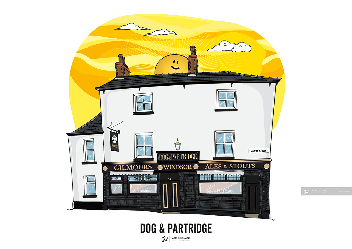 DOG AND PARTRIDGE - Wall Art - Poster - Print - Canvas - Illustration