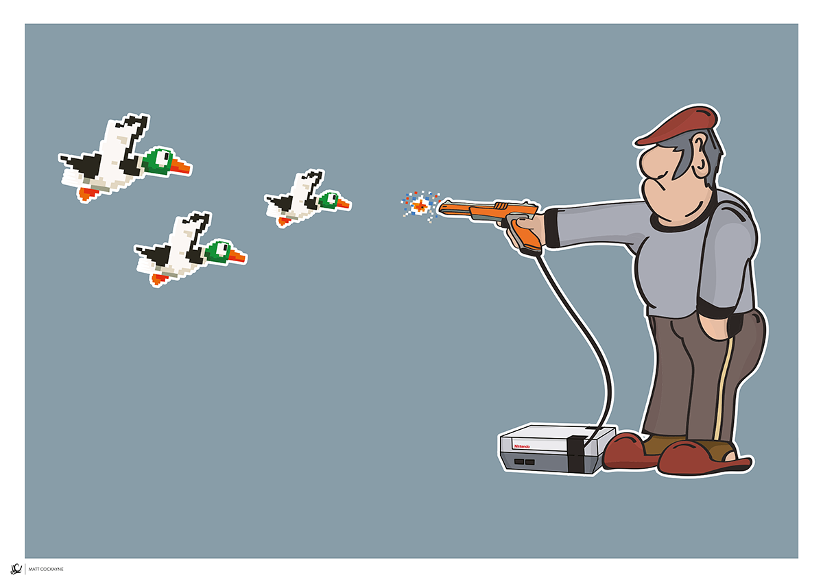 DUCK HUNT - Wall Art - Poster - Print - Canvas - Illustration