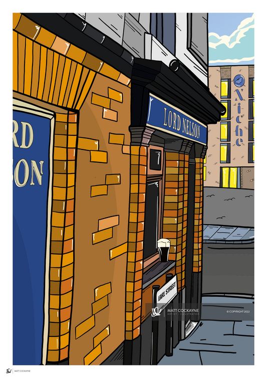 EARL STREET-LORD NELSON - Sheffield Prints - Wall Art - Poster - Print - Canvas - Illustration