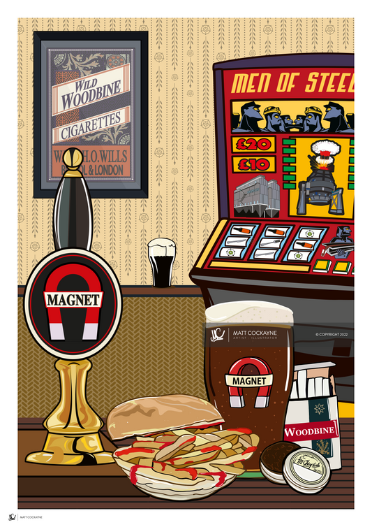 ALE ART - GREASY CHIP BUTTY - Sheffield Prints - Wall Art - Poster - Print - Canvas -Illustration