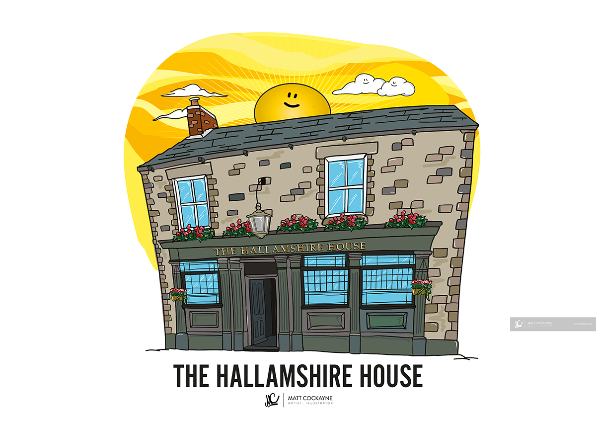 PUBS - HALLAMSHIRE HOUSE - Wall Art - Poster - Print - Canvas - Illustration