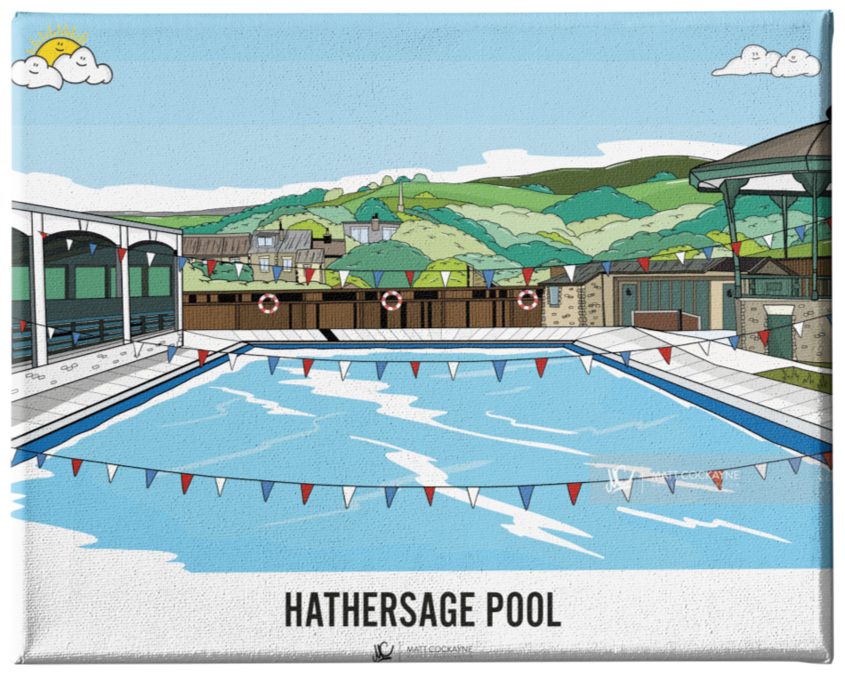 HATHERSAGE SWIMMING POOL- Peak District Prints - Wall Art - Poster - Print - Canvas - Illustration