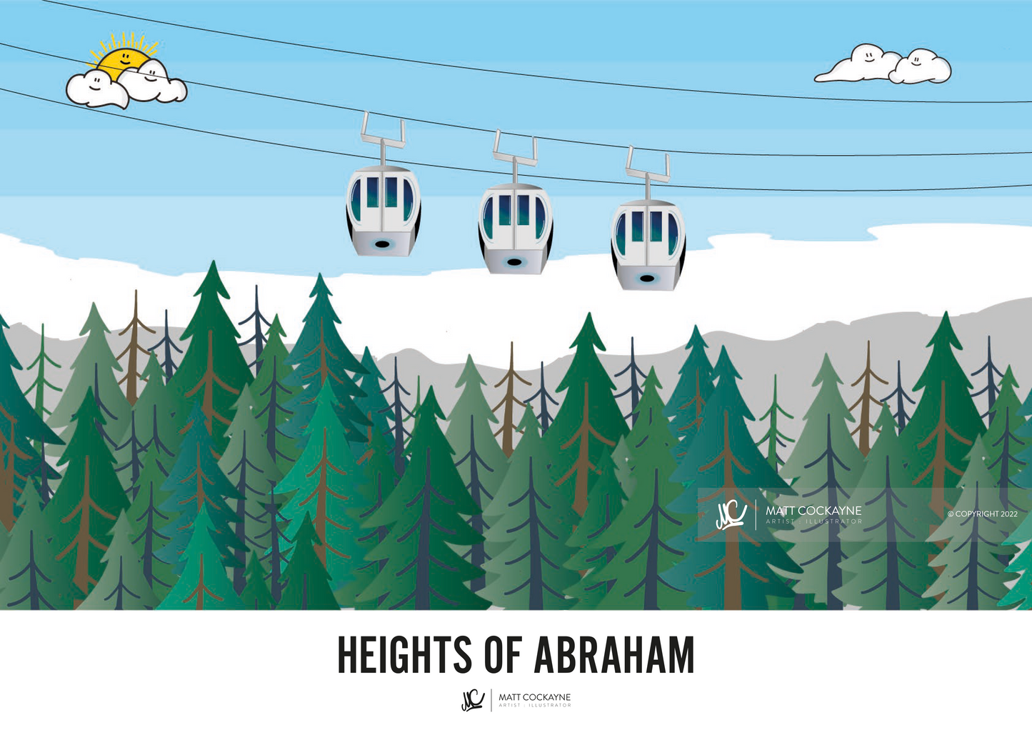 HEIGHTS OF ABRAHAM - Peak District Prints - Wall Art - Poster - Print - Canvas - Illustration