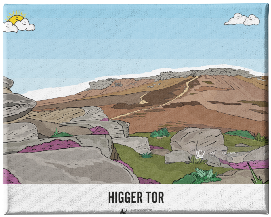 HIGGER TOR - Peak District Prints - Wall Art - Poster - Print - Canvas - Illustration