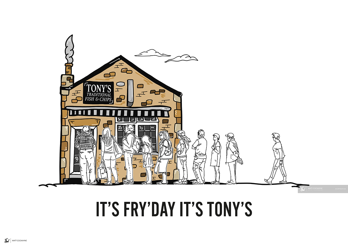 IT'S FRY'DAY IT'S TONY'S - Wall Art - Poster - Print - Canvas - Illustration