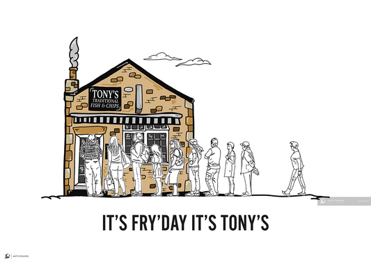 IT'S FRY'DAY IT'S TONY'S - Wall Art - Poster - Print - Canvas - Illustration