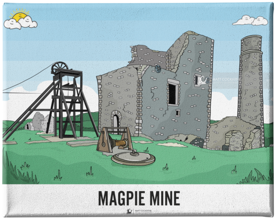 MAGPIE MINE - Peak District Prints - Wall Art - Poster - Print - Canvas - Illustration