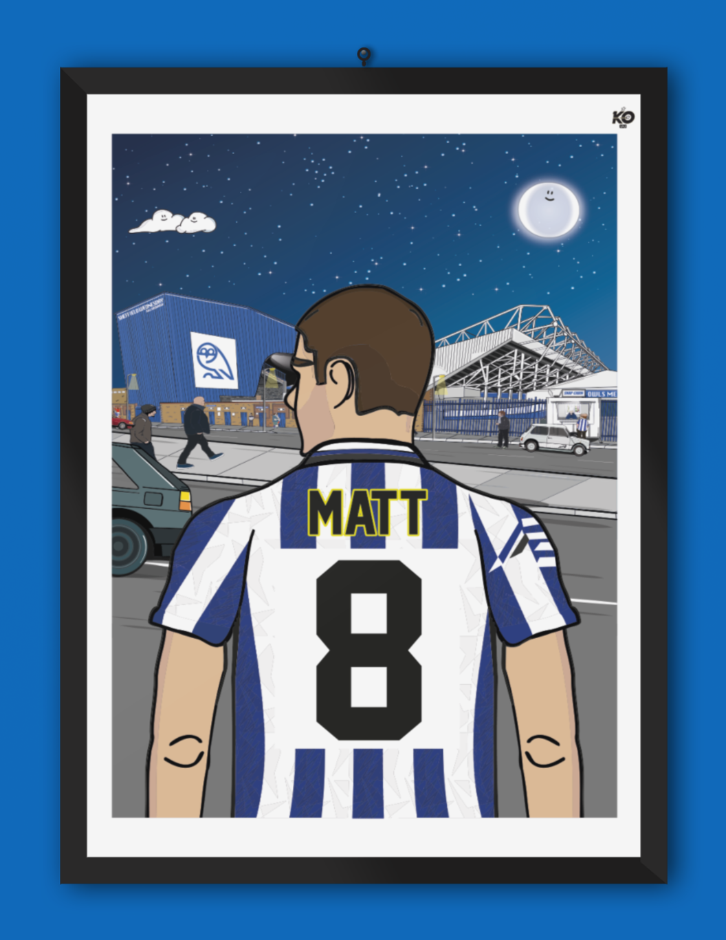 RETRO 1990'S Personalised SHEFFIELD WEDNESDAY FC custom Male fan artwork - Championship Hillsborough Stadium Football Gift Art Print The Owls wawaw