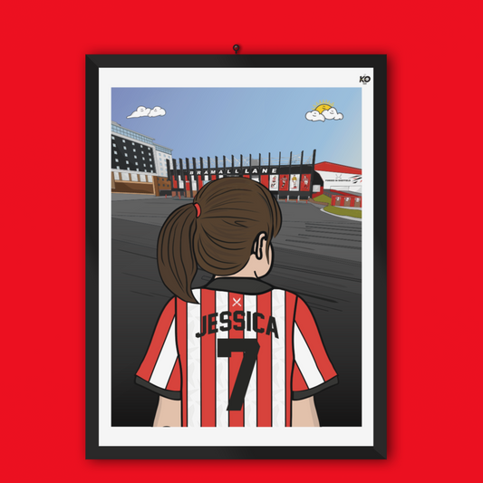 Personalised Sheffield United FC custom Lass PRINT - SUFC The Blades, Bramall Lane, Football Gift Art Prints Gifts efl