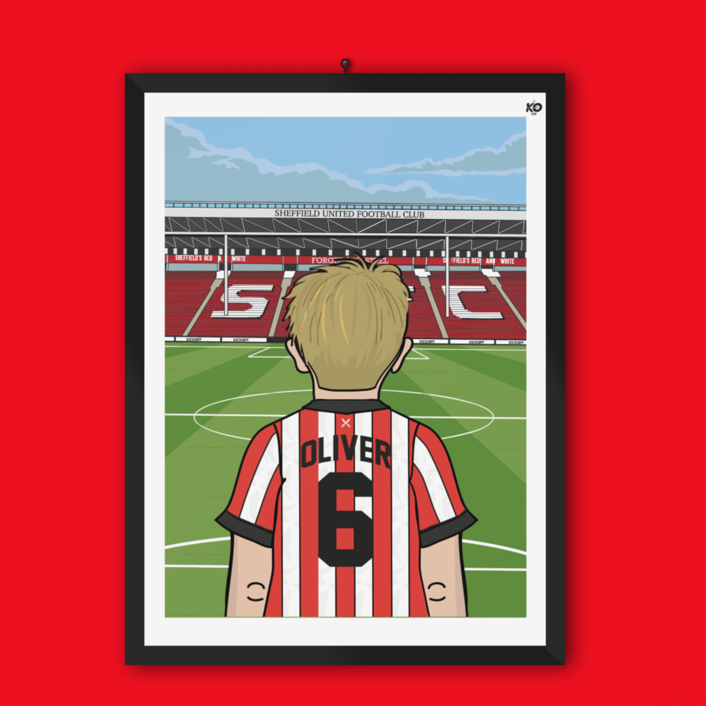 Personalised Sheffield United FC custom Lad PITCH PRINT - SUFC The Blades, Bramall Lane, Football Gift Art Prints Gifts