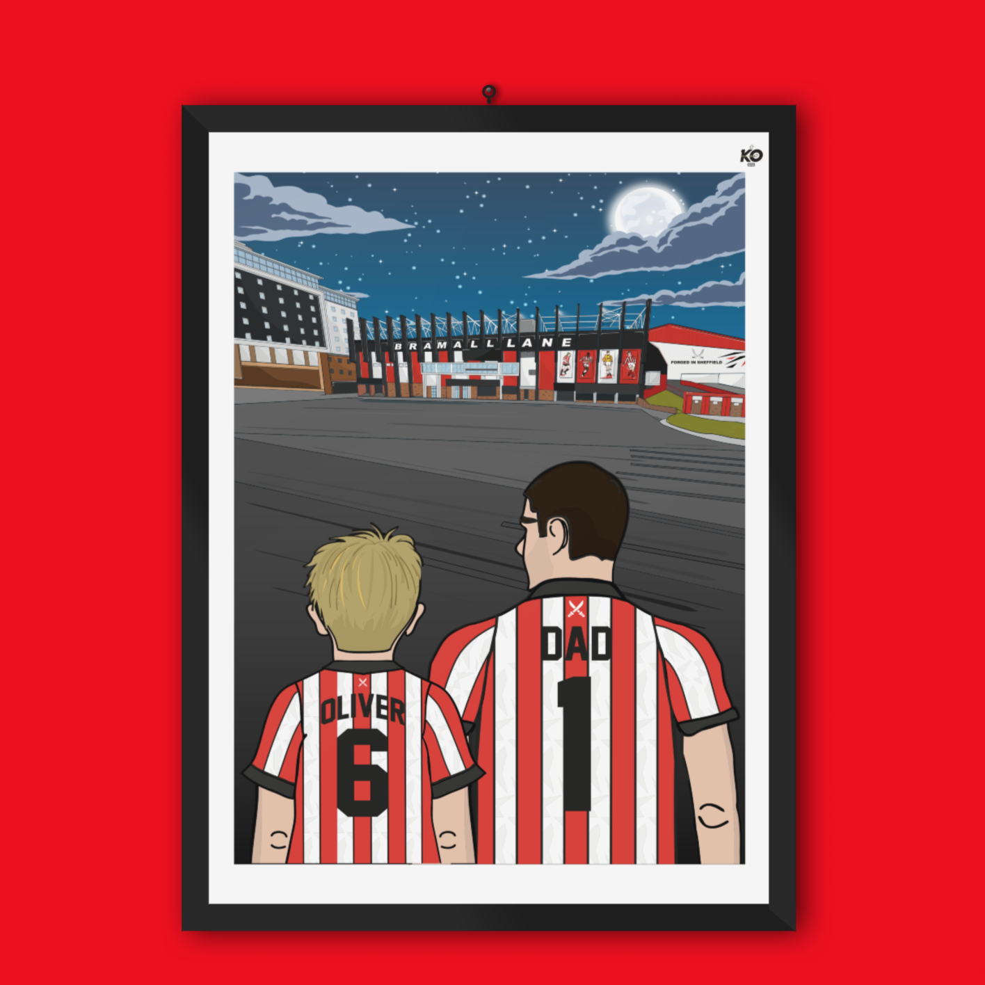 Personalised Sheffield United fc custom Dad & Lad PRINT - SUFC, The Blades, Bramall Lane Football Gift Art Prints Gifts teen