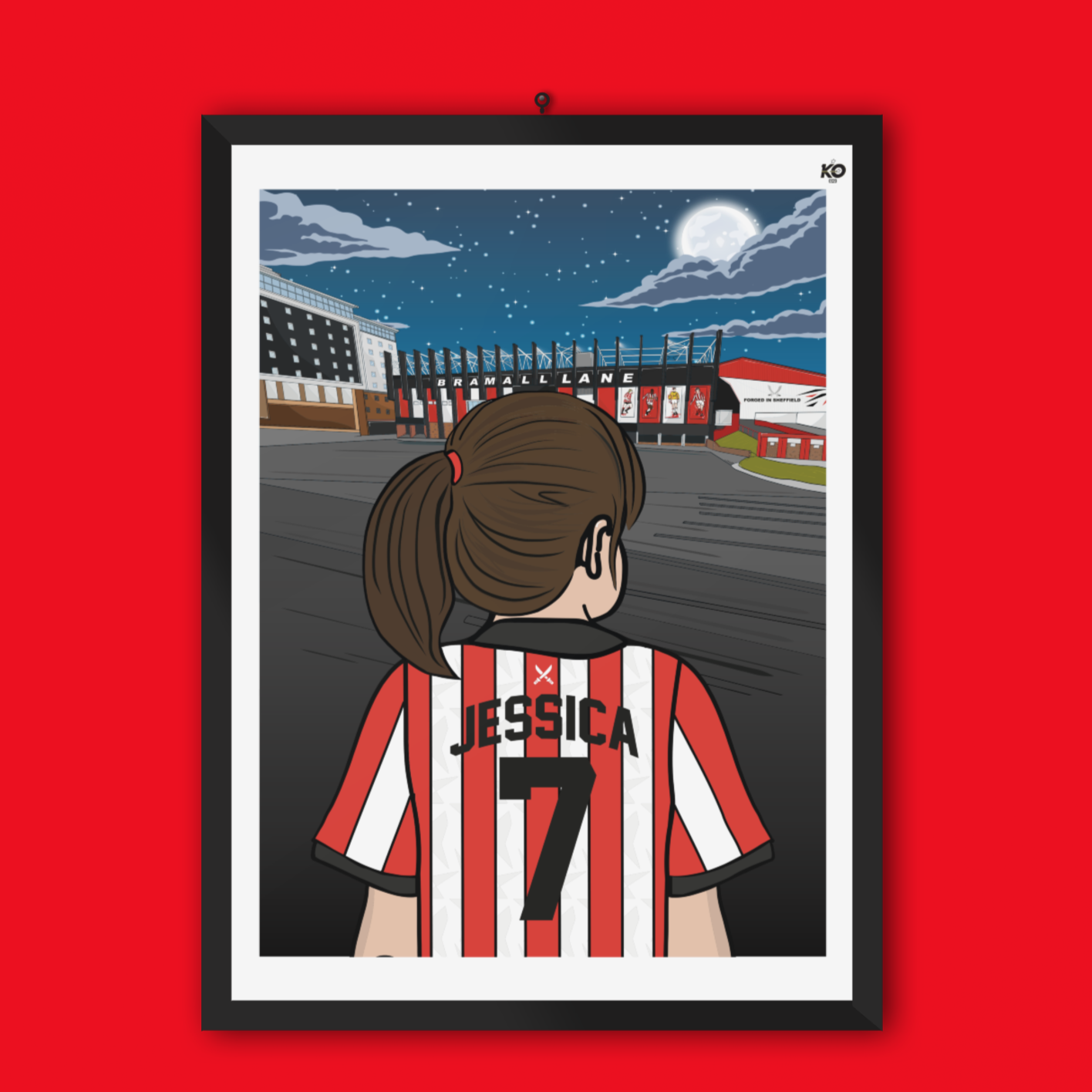 Personalised Sheffield United FC custom Lass PRINT - SUFC The Blades, Bramall Lane, Football Gift Art Prints Gifts efl
