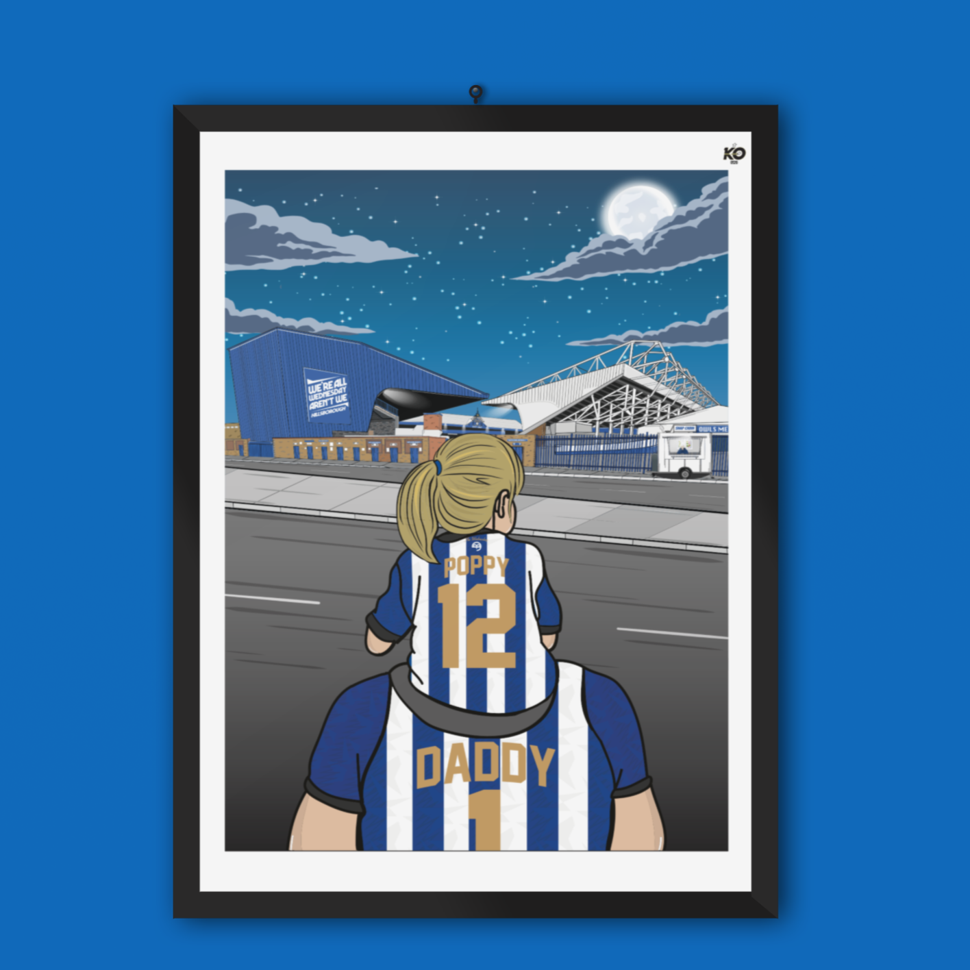 Personalised SHEFFIELD WEDNESDAY FC custom Dad and Lass artwork - Championship Hillsborough Stadium Football Gift Art Print The Owls wawaw