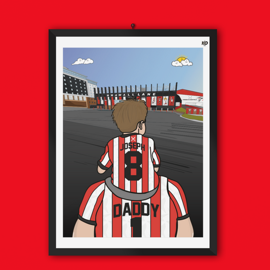 Personalised Sheffield United fc custom Dad & Lad PRINT - SUFC, The Blades, Bramall Lane Football Gift Art Prints Gifts efl