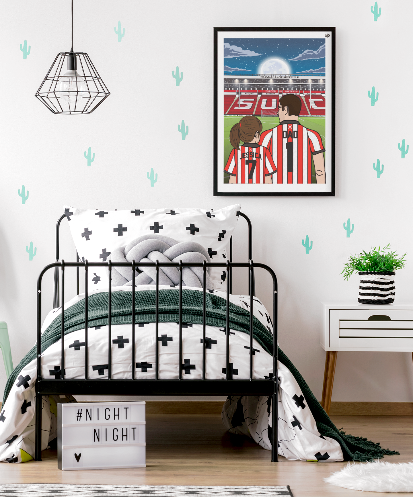 Personalised Sheffield United fc custom Dad & Lass PITCH PRINT - SUFC, The Blades, Bramall Lane Football Gift Art Prints Gifts teen