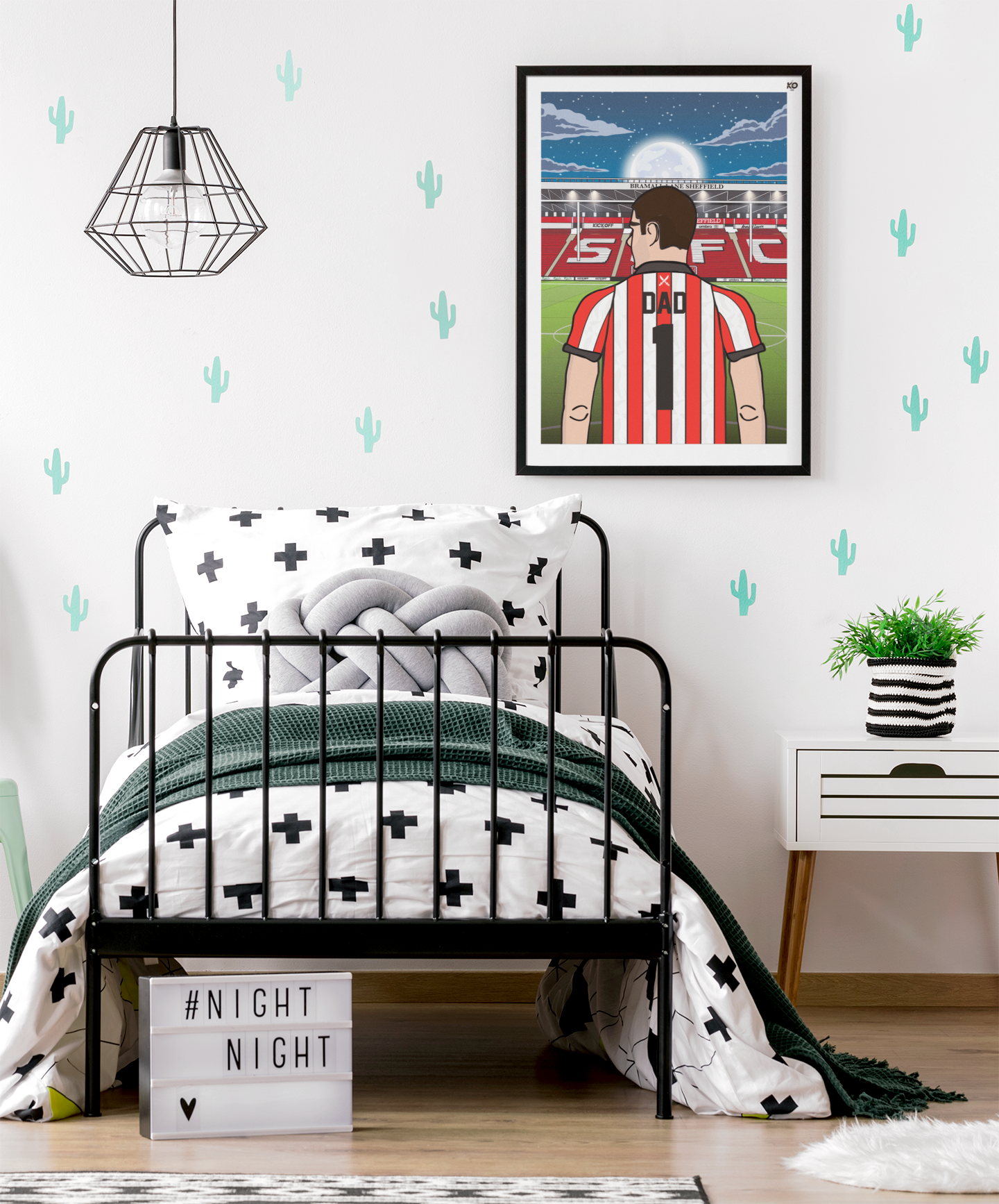 Personalised Sheffield United fc custom male pitch artwork - SUFC ,Bramall Lane Football Ground, Blades Gift Art Print Male Fathers Day Gifts