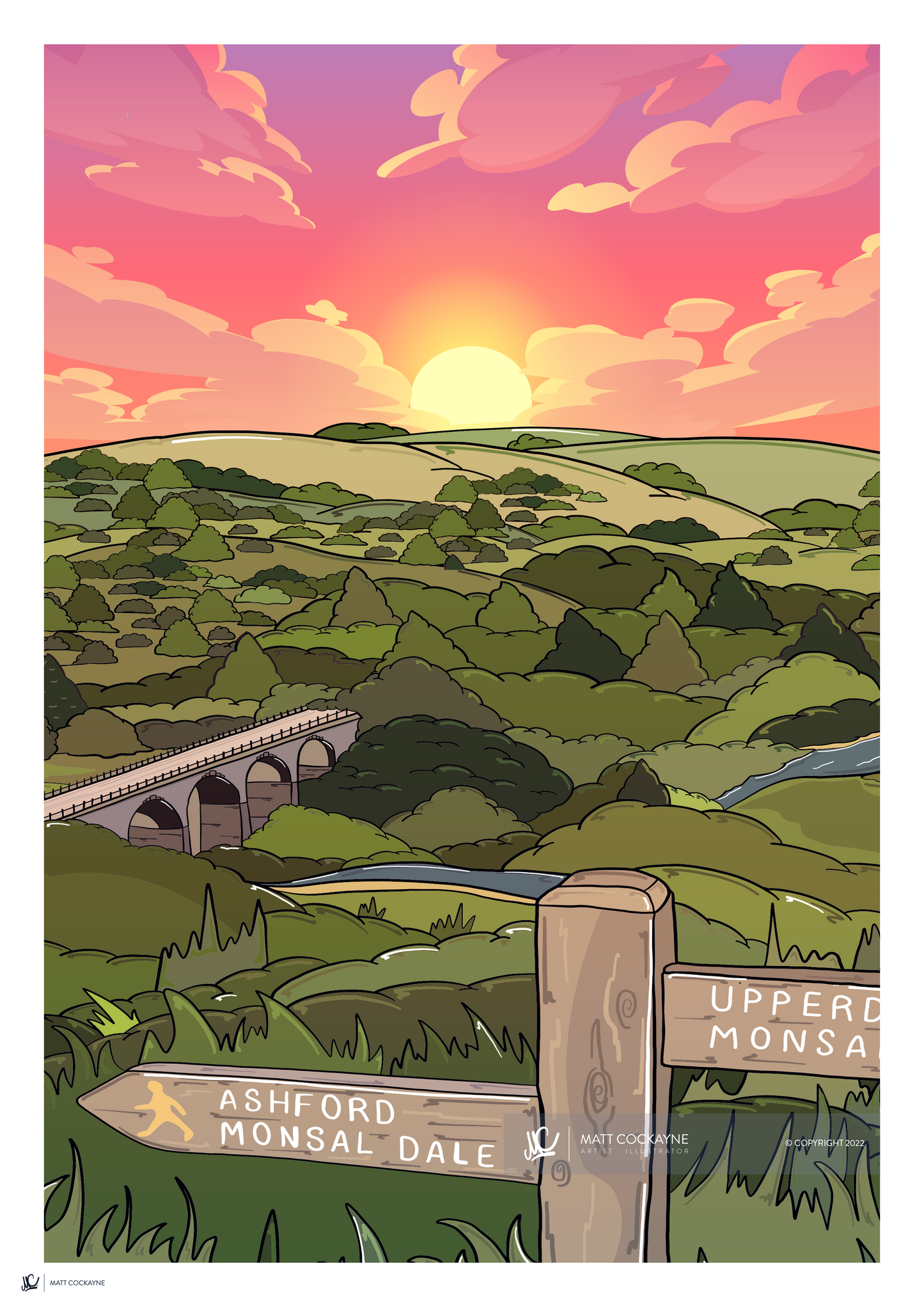 MONSAL TRAIL - Peak District Prints - Wall Art - Poster - Print - Canvas - Illustration