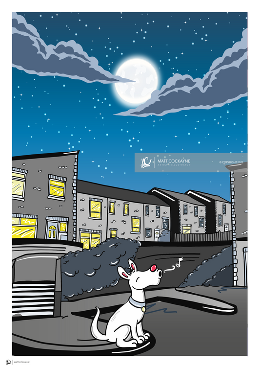 NIGHT HOUND - Sheffield Prints - Wall Art - Poster - Print - Canvas - Illustration