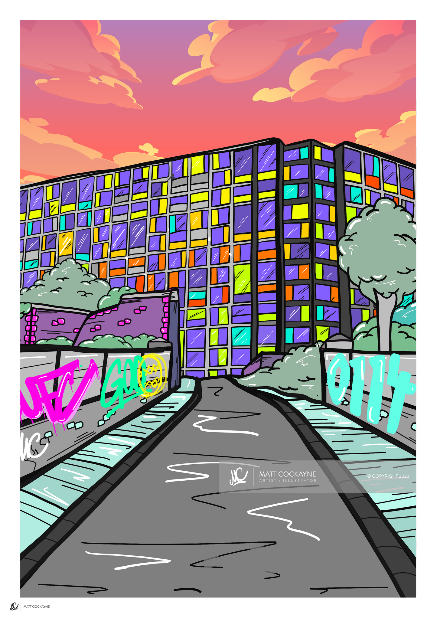 CITY IN THE SKY - PARK HILL - Sheffield Prints - Wall Art - Poster - Print - Canvas - Illustration