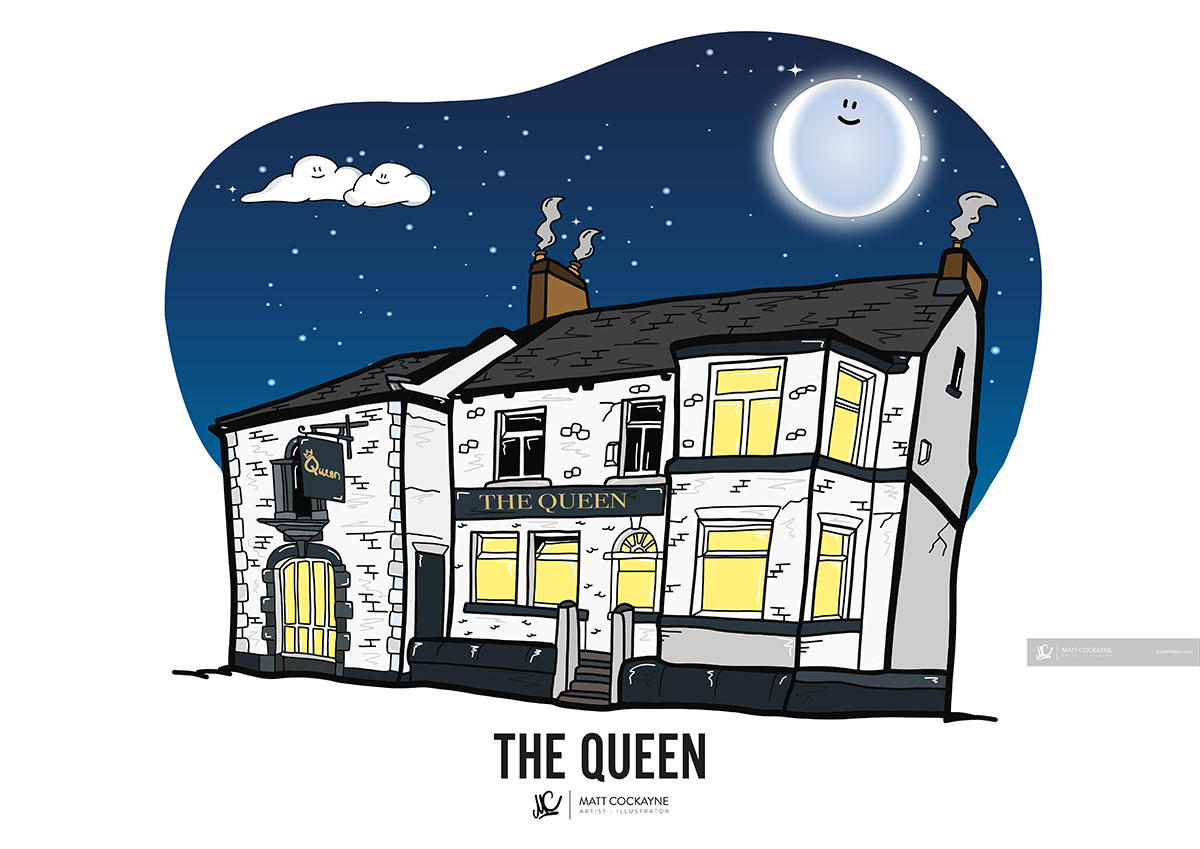 PUBS - QUEEN - Wall Art - Poster - Print - Canvas - Illustration