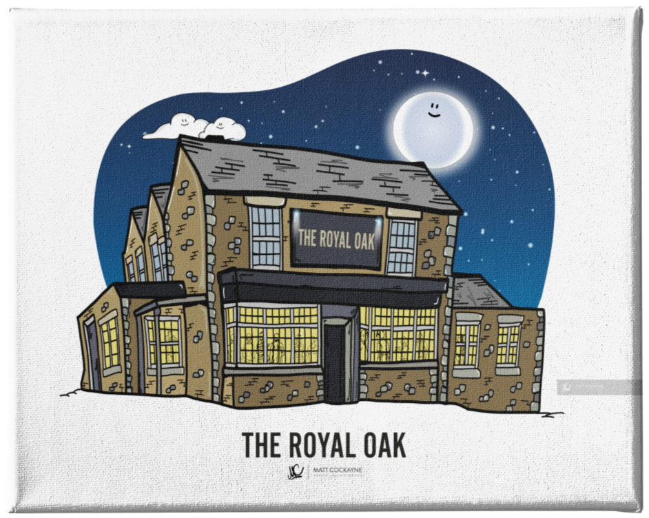 PUBS - ROYAL OAK - Wall Art - Poster - Print - Canvas - Illustration