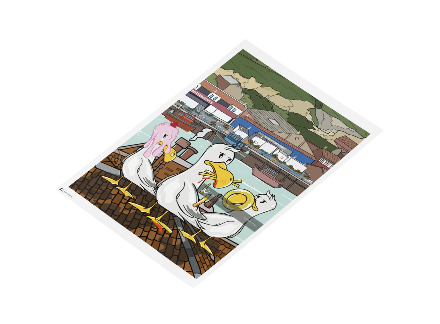 WHITBY GULLS - Whitby Prints - Wall Art - Poster - Print - Illustration