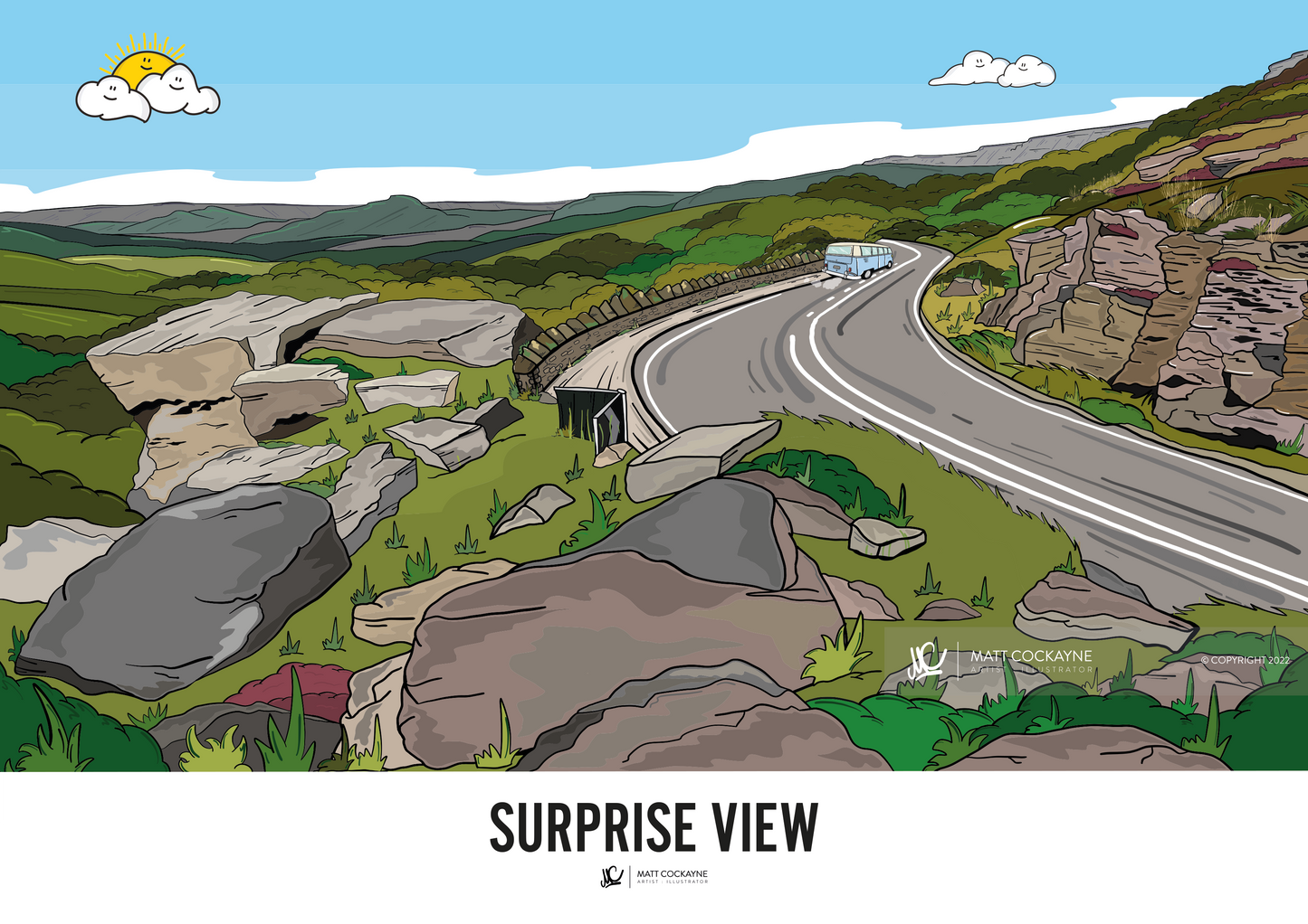 SURPRISE VIEW - Peak District Prints - Wall Art - Poster - Print - Canvas - Illustration