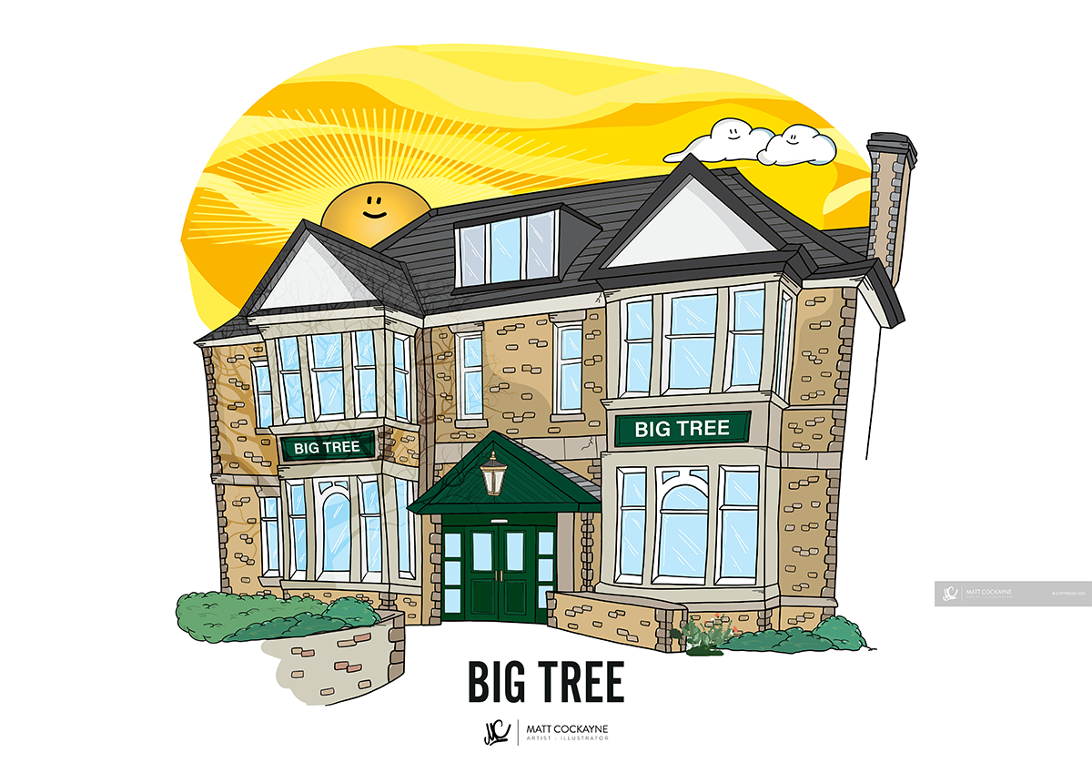 PUBS - THE BIG TREE - Wall Art - Poster - Print - Canvas - Illustration