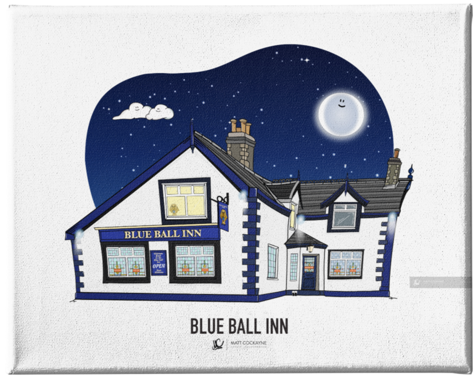 PUBS - THE BLUE BALL INN - Wall Art - Poster - Print - Canvas - Illustration