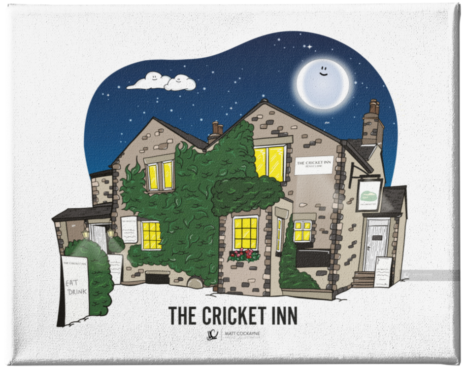 PUBS - THE CRICKET INN - Wall Art - Poster - Print - Canvas - Illustration