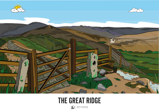 THE GREAT RIDGE - Peak District Prints - Wall Art - Poster - Print - Canvas - Illustration