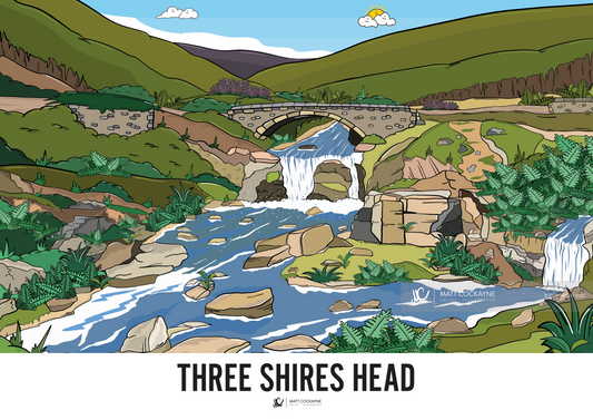 THREE SHIRES HEAD - Peak District Prints - Wall Art - Poster - Print - Canvas - Illustration