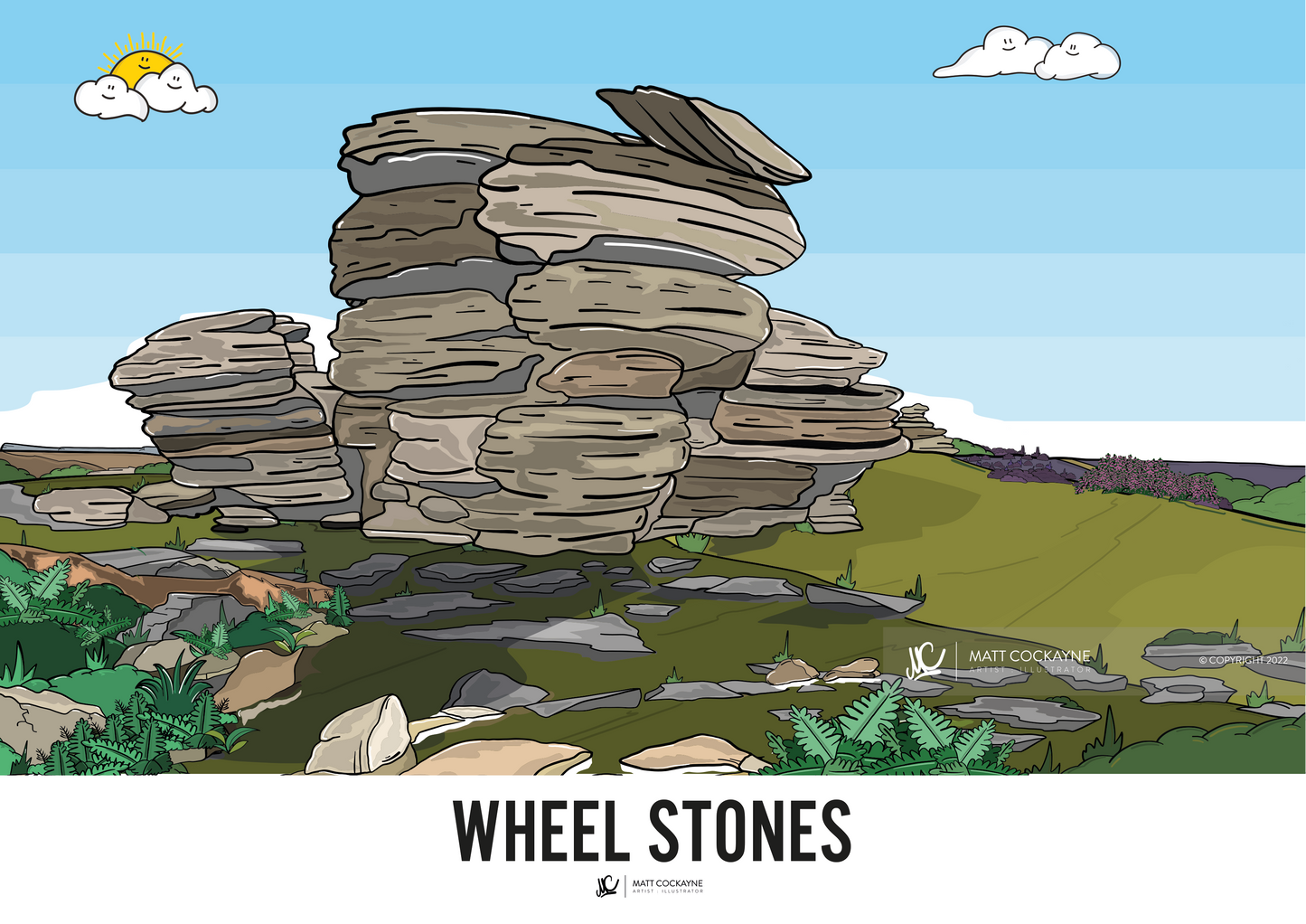 WHEEL STONES - Peak District Prints - Wall Art - Poster - Print - Canvas - Illustration