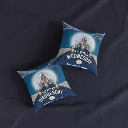 Sheffield Wednesday Fan Pillow — Moonlit Hillsborough Stadium Square Cushion