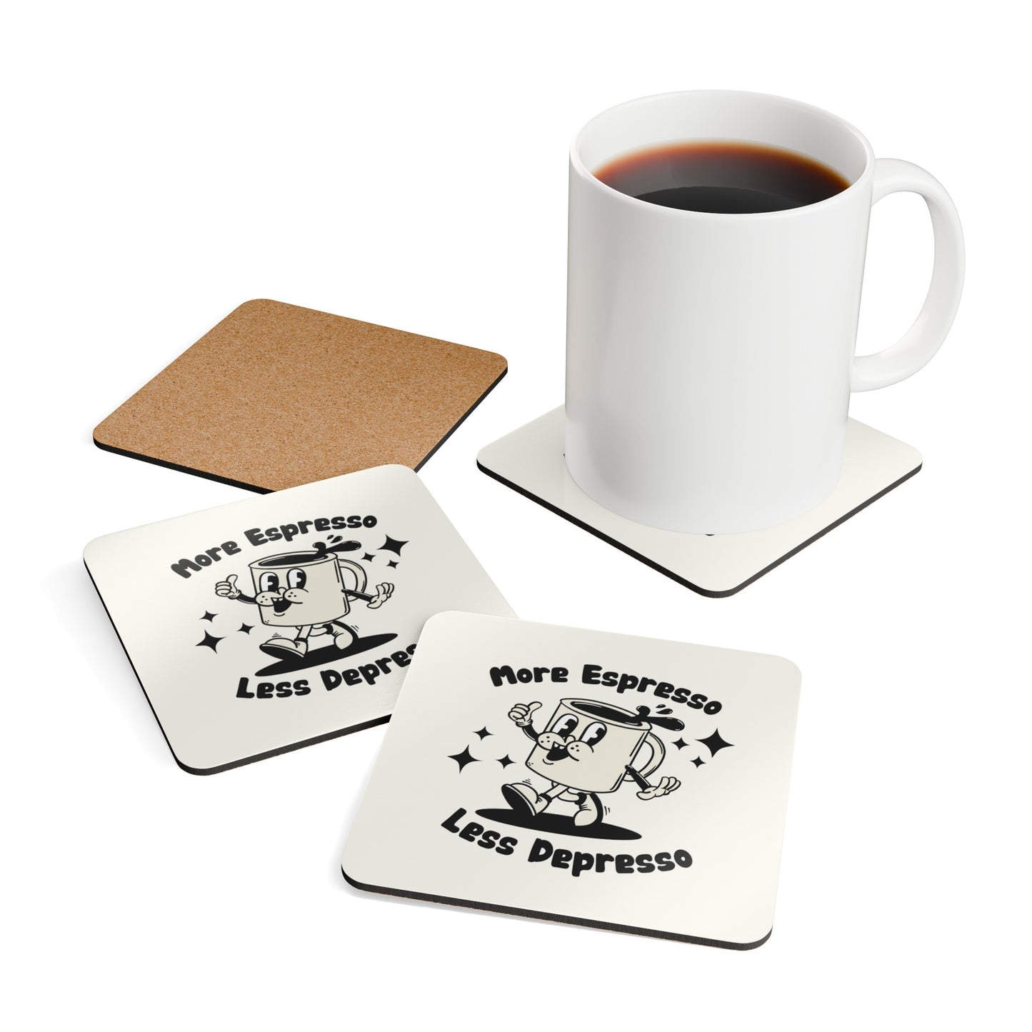 More Espresso Less Depresso - Corkwood Coaster Set