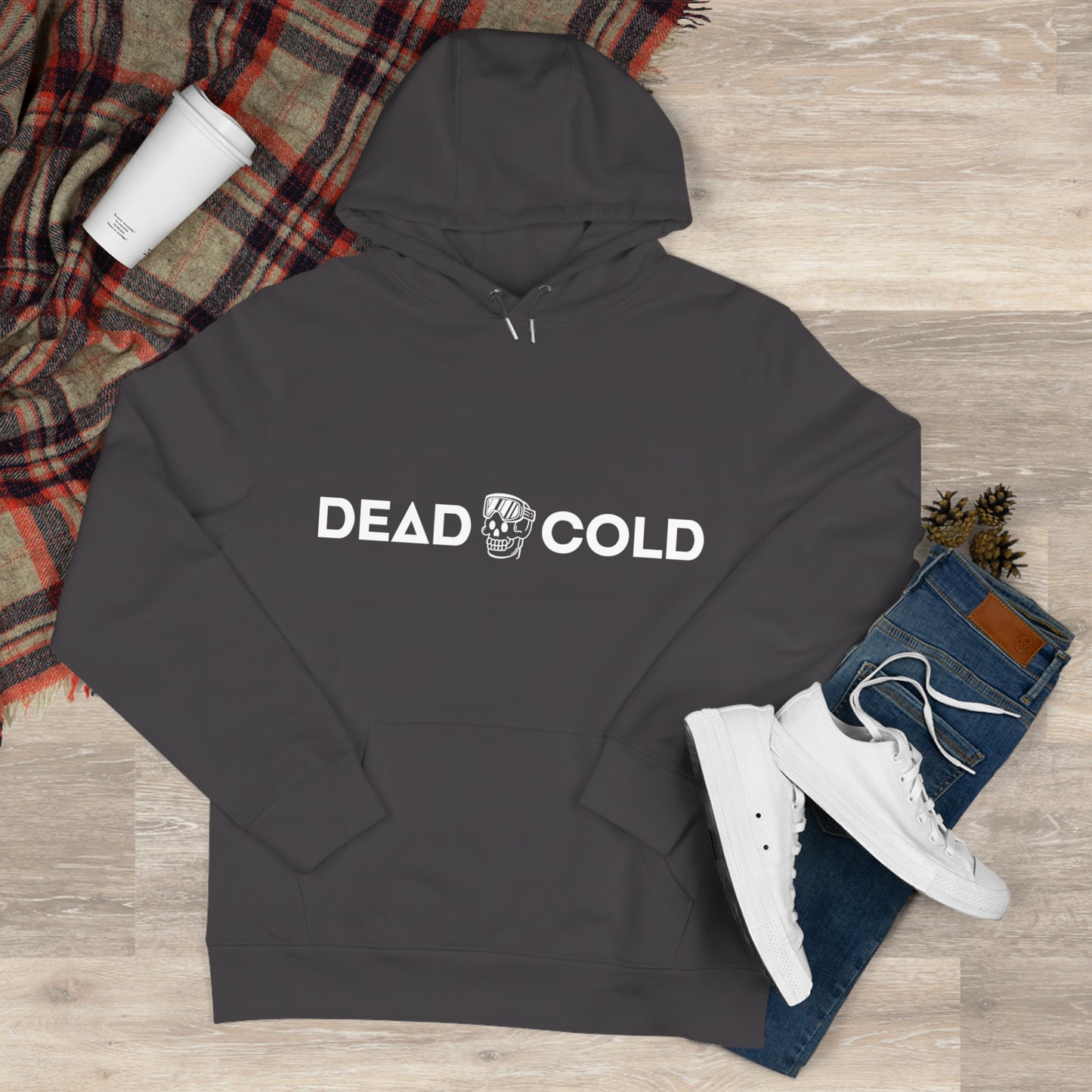 Dead Cold Hoodie — White Boneflake Hooded Sweatshirt