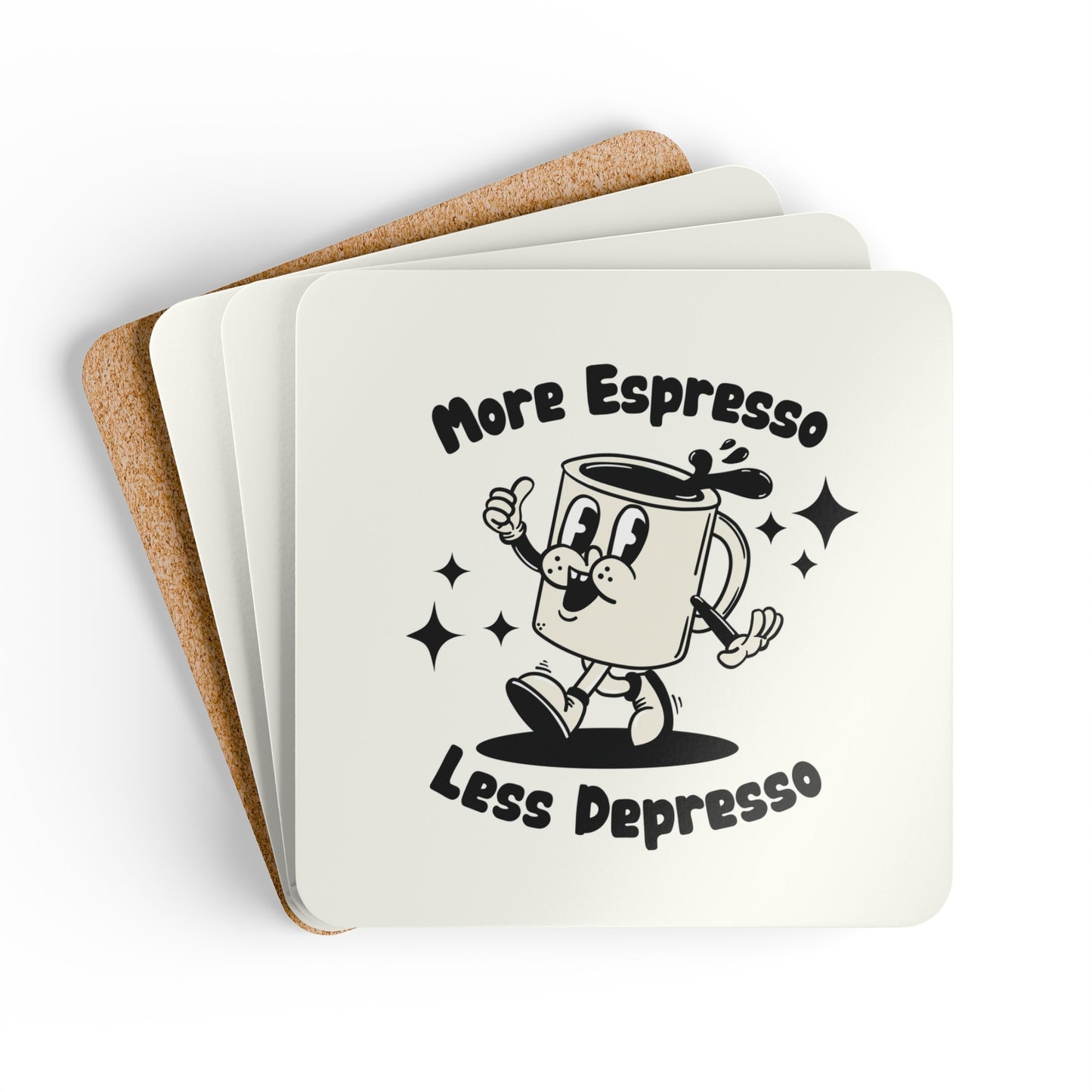 More Espresso Less Depresso - Corkwood Coaster Set