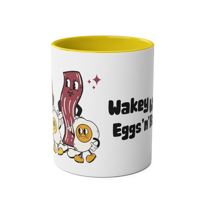 Wakey Wakey Eggs n Bakey - Two-Tone Coffee Mugs, 11oz