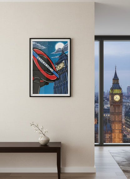An Evening in London Print | London Wall Art | British Icon Poster | London Skyline Illustration | UK Travel Art | Gift for London Lovers