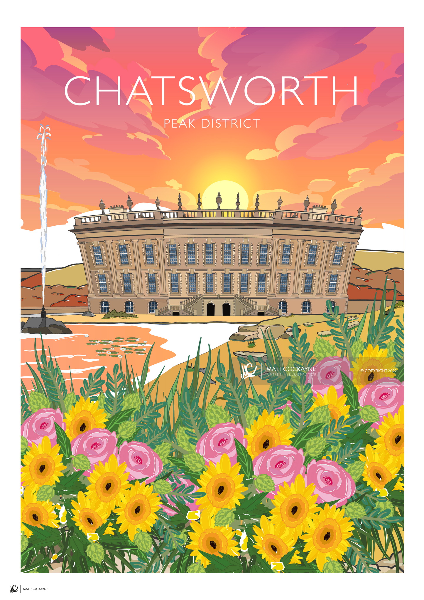 CHATSWORTH - Peak District Prints - Wall Art - Poster - Print - Canvas - Illustration
