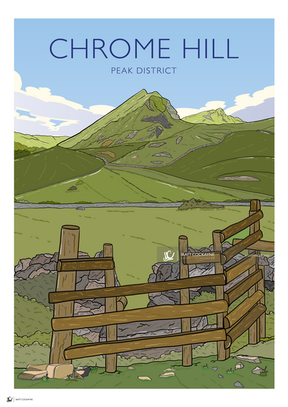 CHROME HILL - Peak District Prints - Wall Art - Poster - Print - Canvas - Illustration
