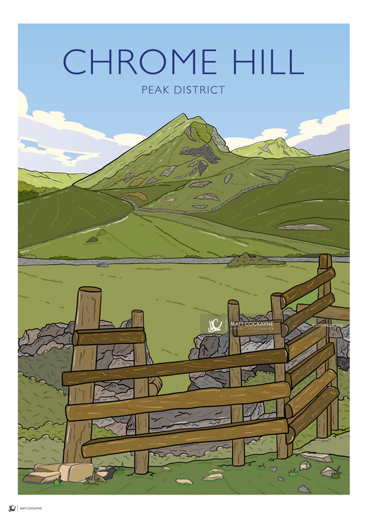 CHROME HILL - Peak District Prints - Wall Art - Poster - Print - Canvas - Illustration