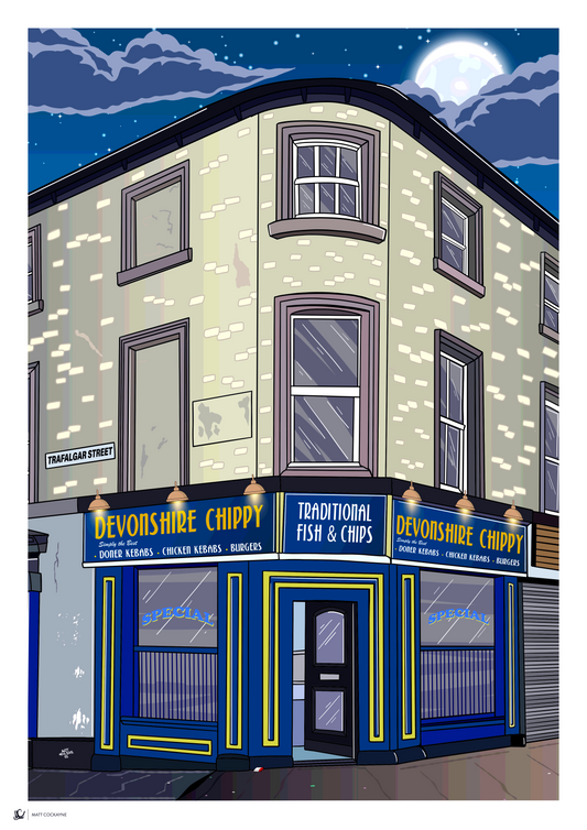 DEVONSHIRE CHIPPY - Sheffield Prints - Wall Art - Poster - Print - Canvas - Illustration (Copy)