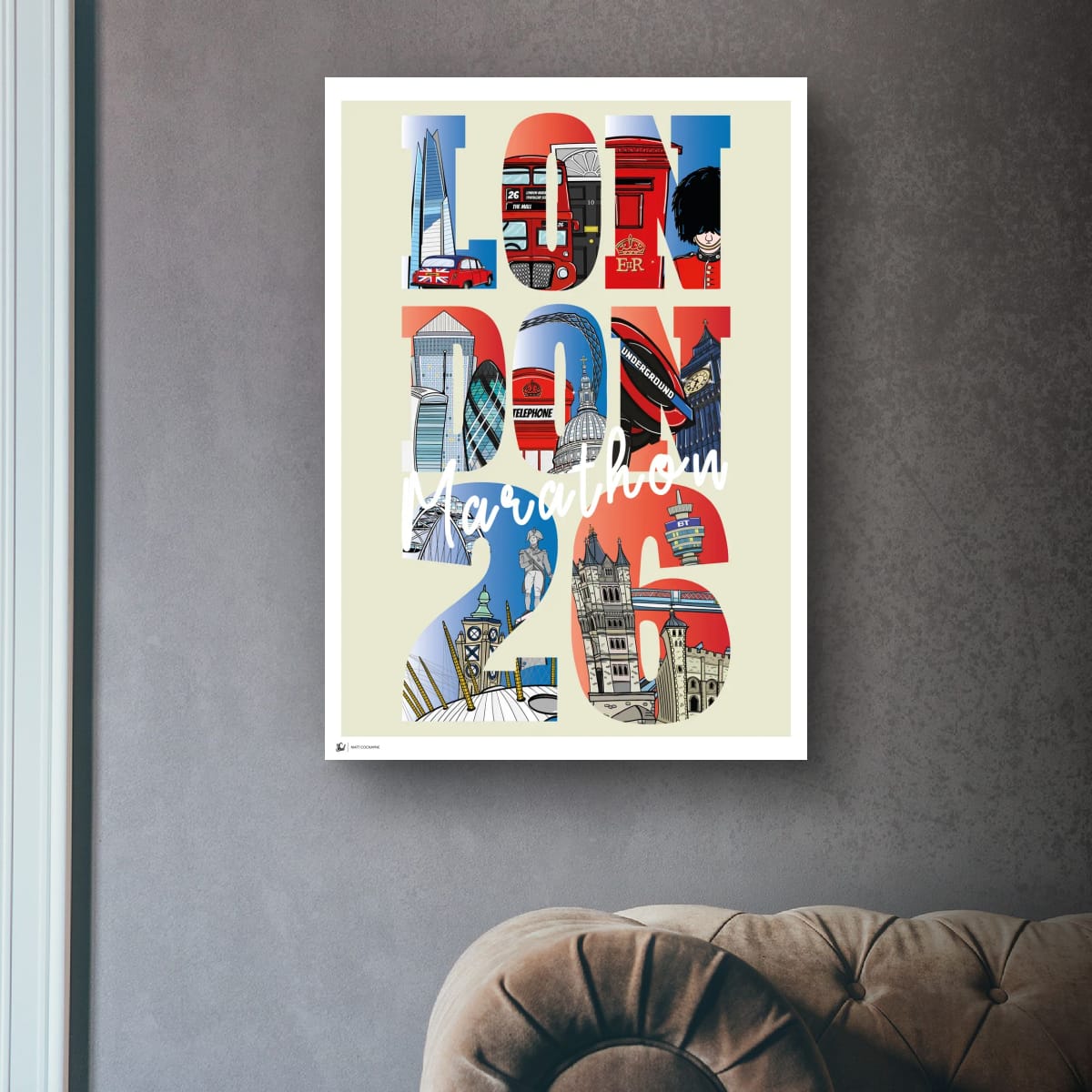 London Marathon 2026 Print – Illustrated Landmarks Artwork Keepsake