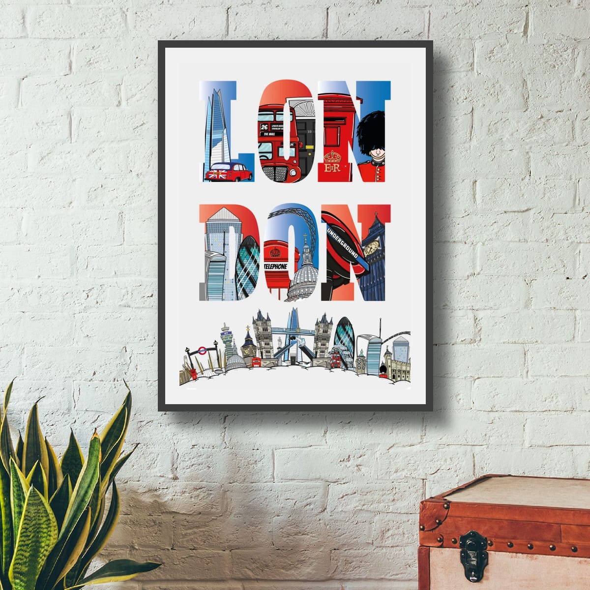 London Typography Print – London Wall Art – London Landmarks Poster – Modern London Artwork – UK City Print