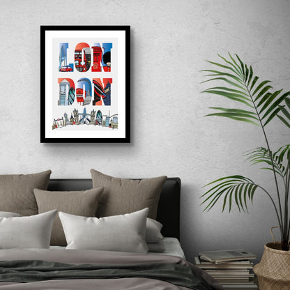 London Typography Print – London Wall Art – London Landmarks Poster – Modern London Artwork – UK City Print