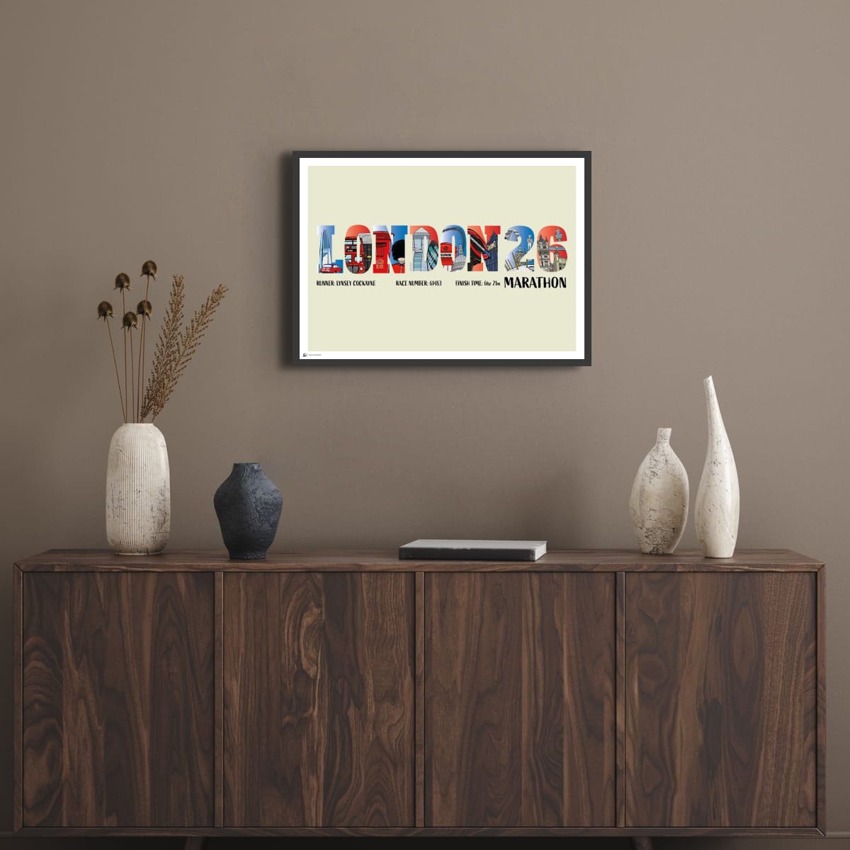 Personalised London Marathon Print – Custom Runner Gift, Finisher Keepsake, Landmarks Poster