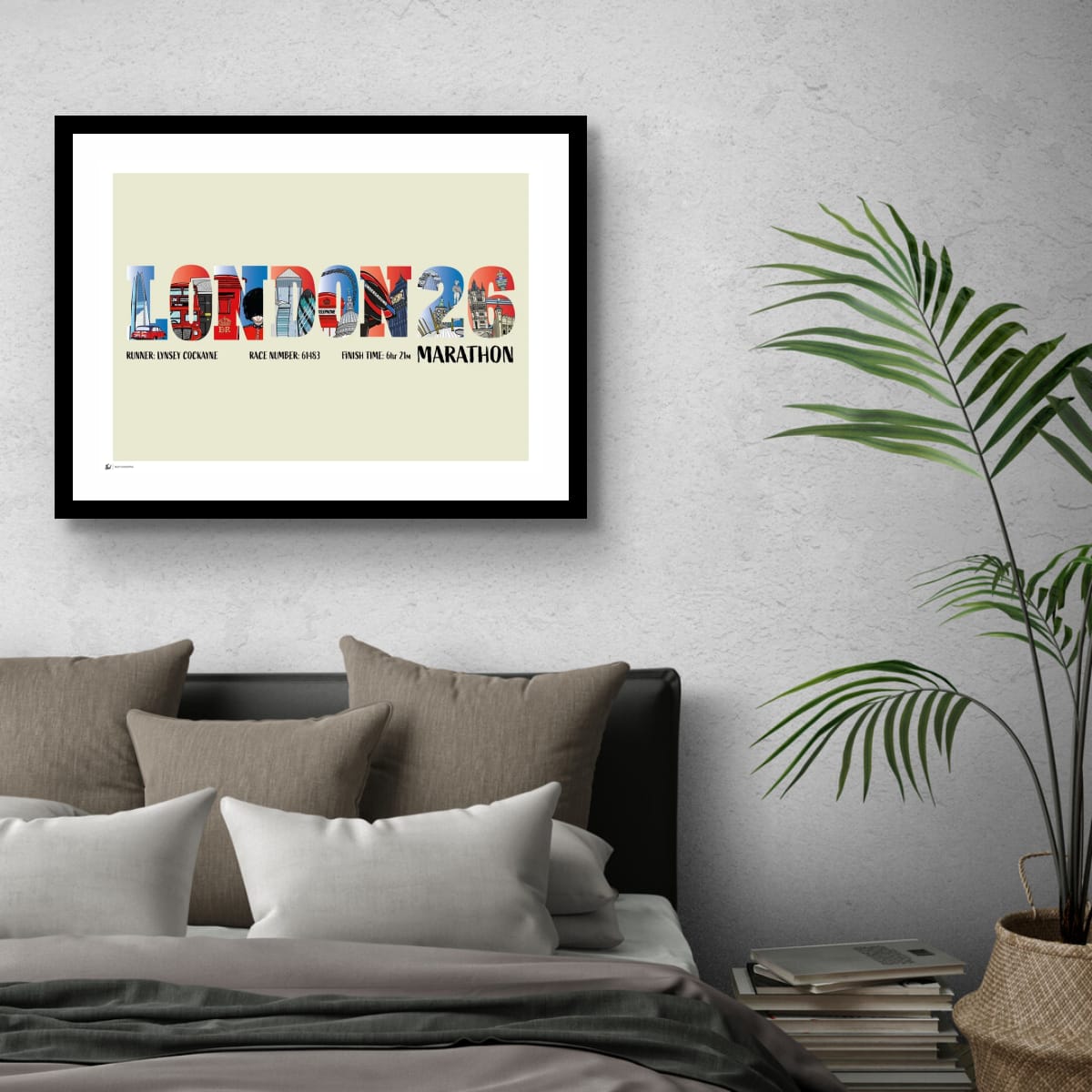 Personalised London Marathon Print – Custom Runner Gift, Finisher Keepsake, Landmarks Poster