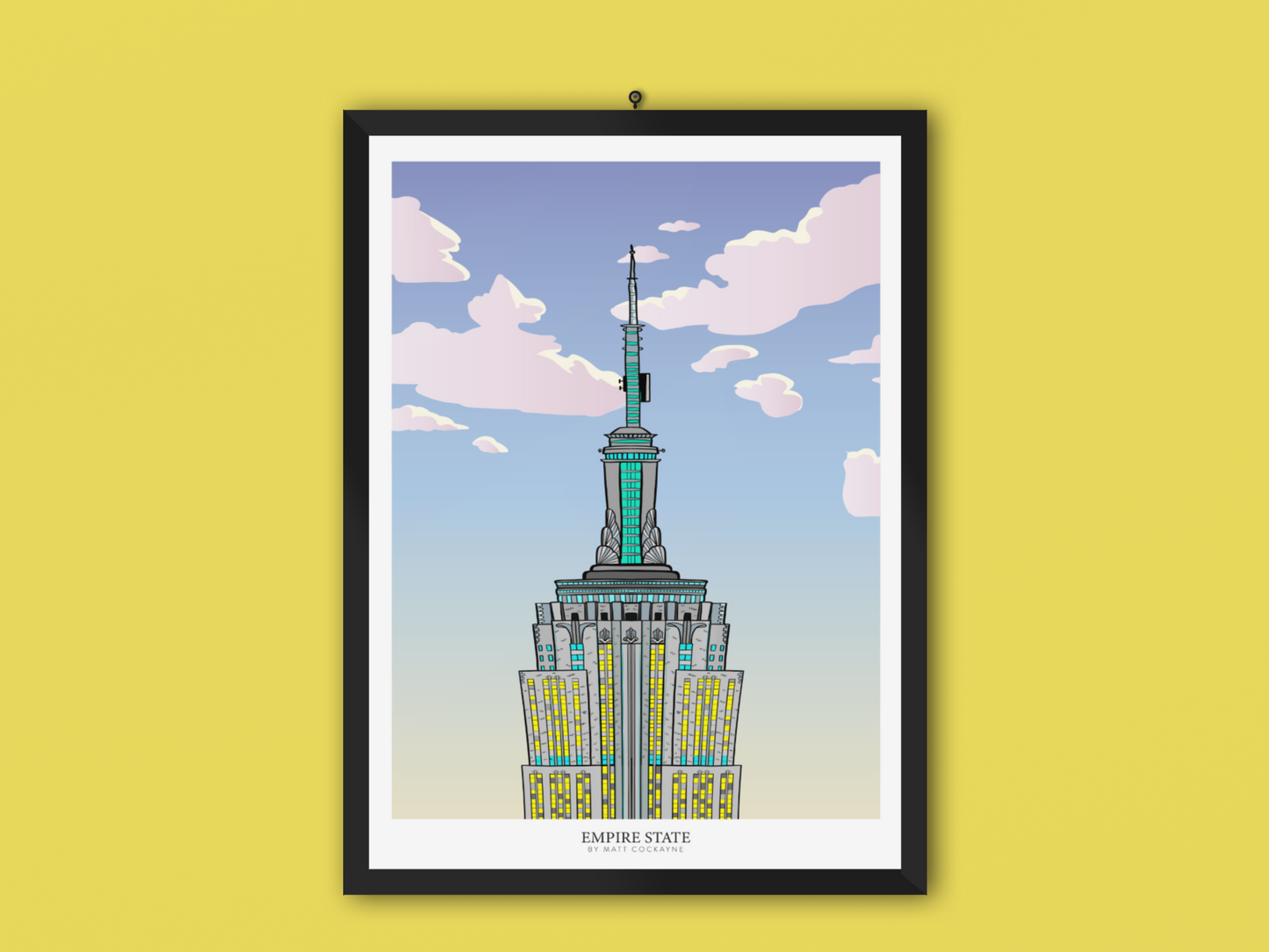 NYC Empire State Building Day Print | New York Skyline Wall Art | Manhattan Cityscape Poster | New York Illustration | USA Travel Art | NYC Gift (Copy)